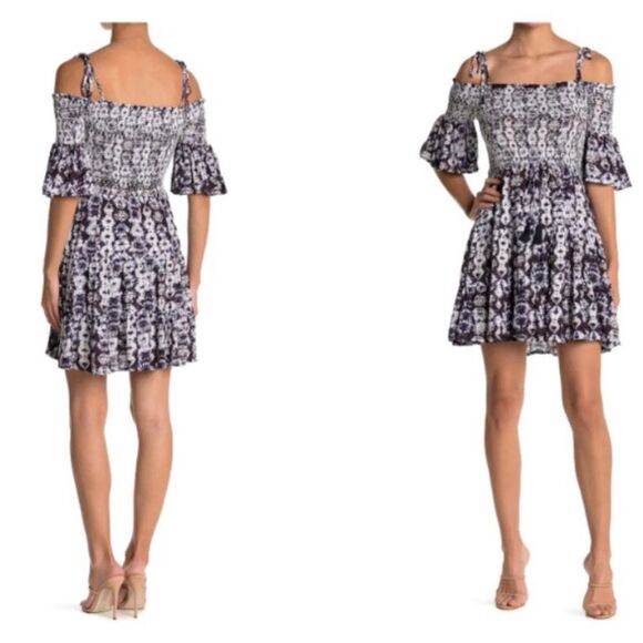 Lost + Wander Dresses & Skirts - Lost + Wander Women's M Black Floral Smocked Off-Shoulder Dress